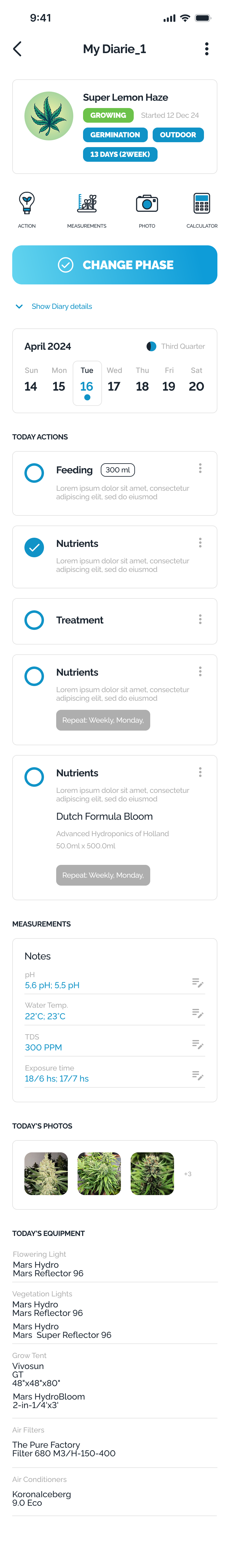 HarvestED app — grow diary details